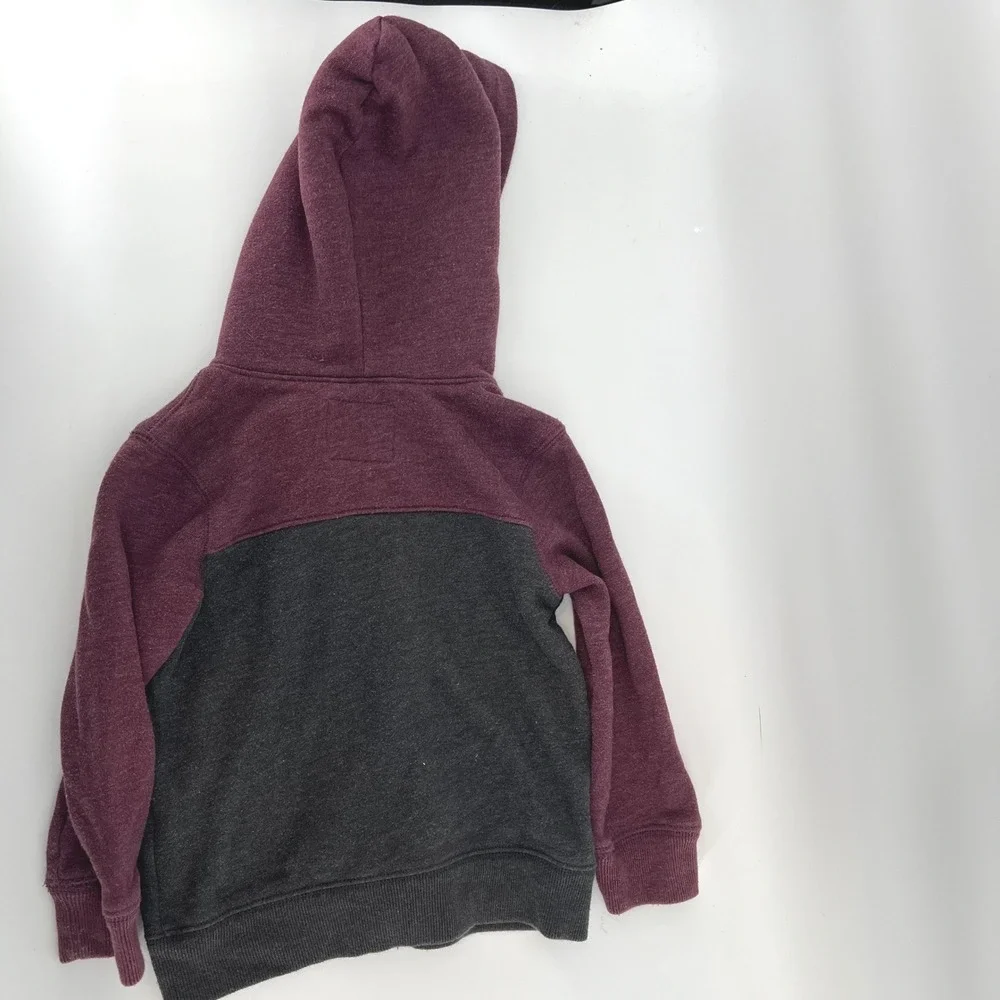 OshKosh B'gosh‎ Toddler 2T Sherpa Lined Hoodie Jacket Burgundy Gray Full Zip